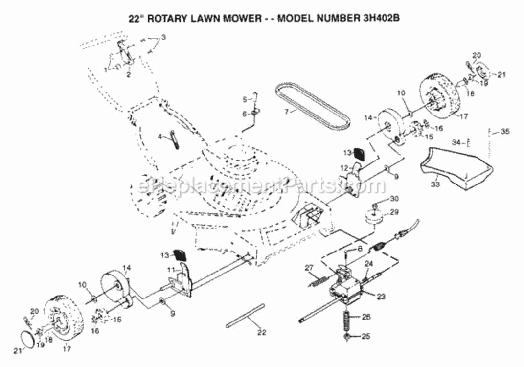 Page A Diagram and Parts List for 3H402B 1999 And Before Husqvarna Lawn Mower