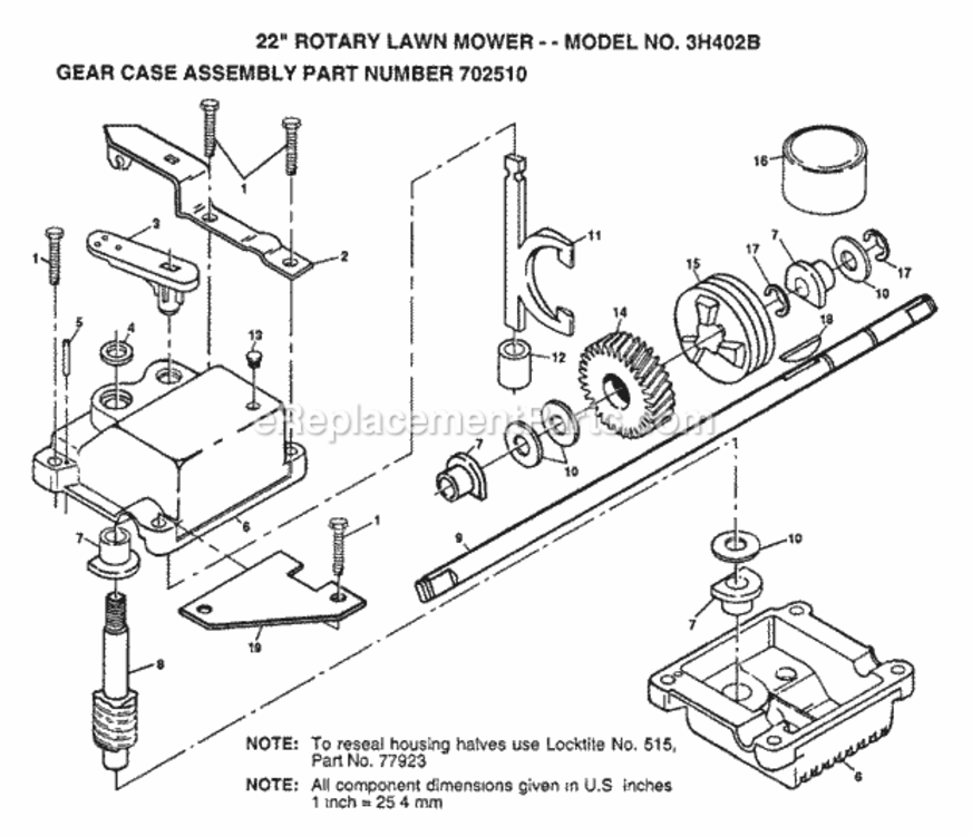 Page C Diagram and Parts List for 3H402B 1999 And Before Husqvarna Lawn Mower