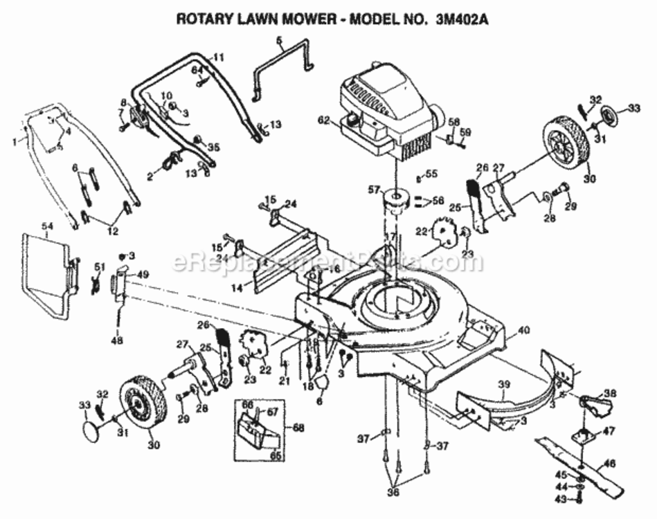 Page B Diagram and Parts List for 3M402A 1995 Husqvarna Lawn Mower