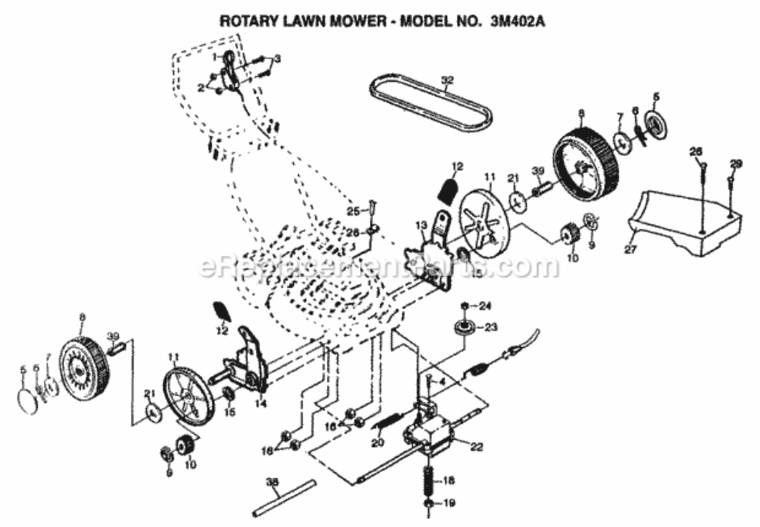 Page C Diagram and Parts List for 3M402A 1995 Husqvarna Lawn Mower