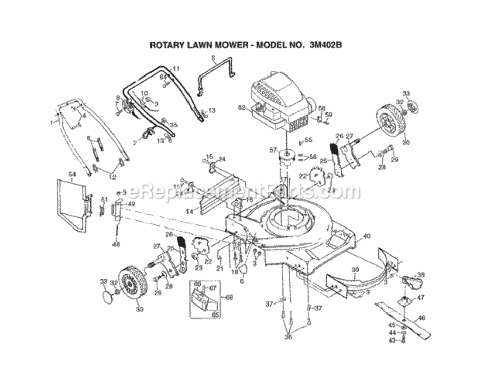 Page B Diagram and Parts List for 3M402B 1995 Husqvarna Lawn Mower