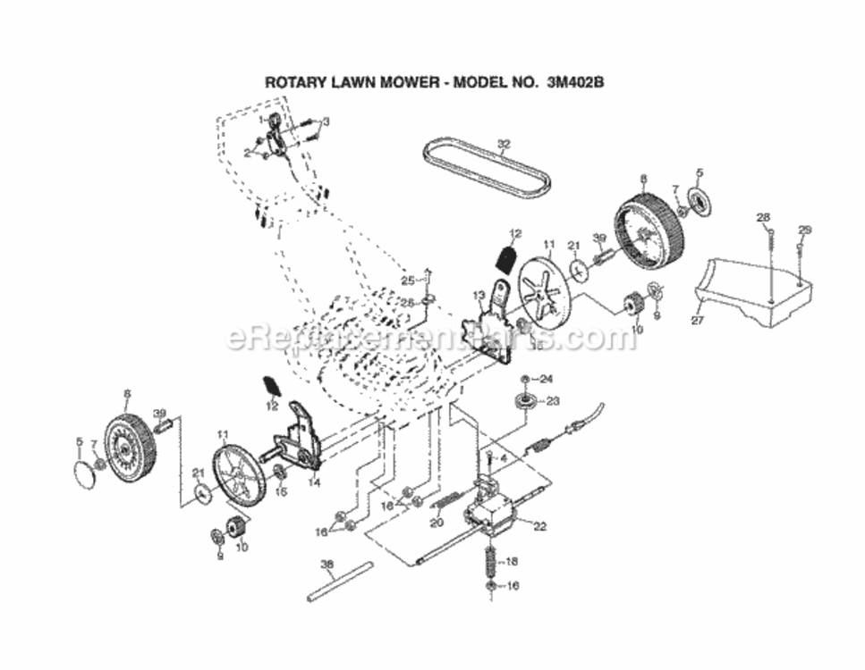 Page C Diagram and Parts List for 3M402B 1995 Husqvarna Lawn Mower