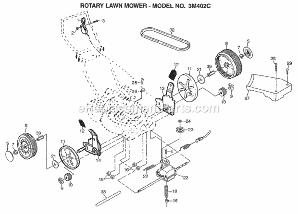 Page C Diagram and Parts List for 3M402C 1999 And Before Husqvarna Lawn Mower