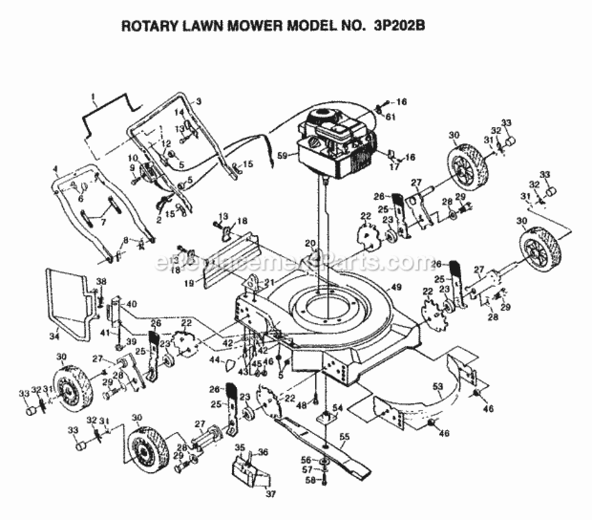 Page A Diagram and Parts List for 3P202B 1995 Husqvarna Lawn Mower
