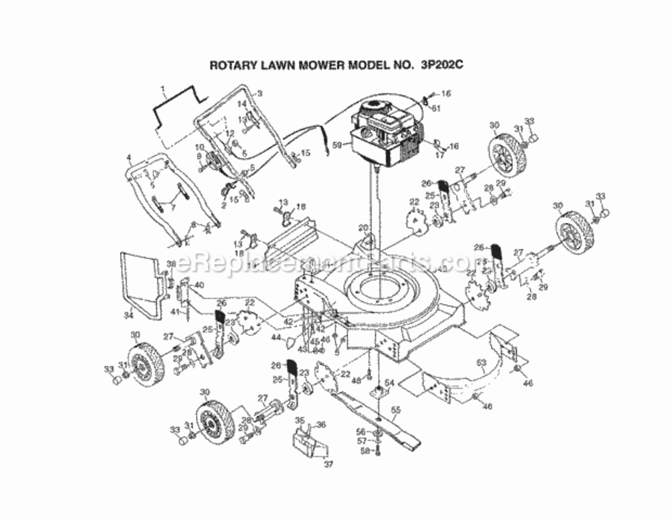 Page A Diagram and Parts List for 3P202C 1995 Husqvarna Lawn Mower