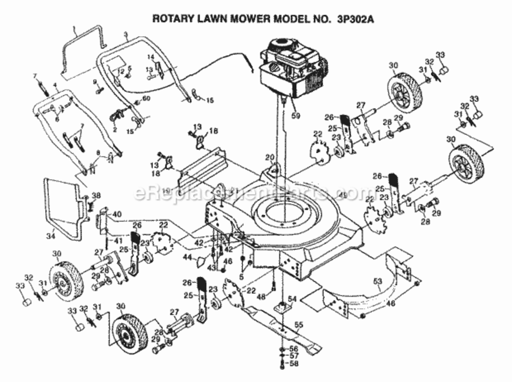 Page A Diagram and Parts List for 3P302A 1995 Husqvarna Lawn Mower