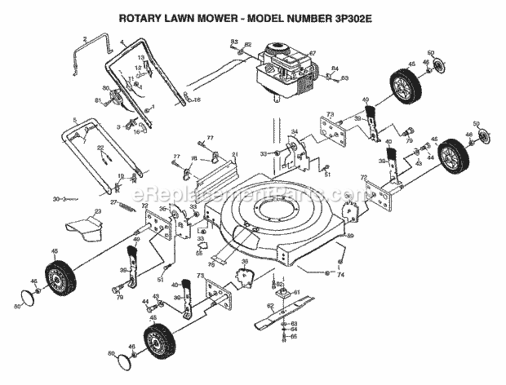 Page A Diagram and Parts List for 3P302E 1998 Husqvarna Lawn Mower