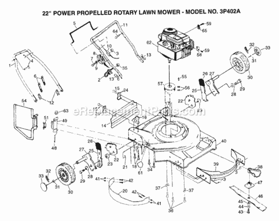 Page A Diagram and Parts List for 3P402A 1999 And Before Husqvarna Lawn Mower