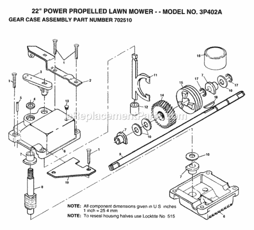 Page C Diagram and Parts List for 3P402A 1999 And Before Husqvarna Lawn Mower