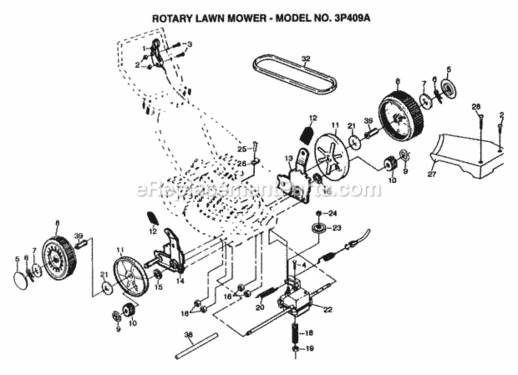 Page C Diagram and Parts List for 3P409A 1999 And Before Husqvarna Lawn Mower