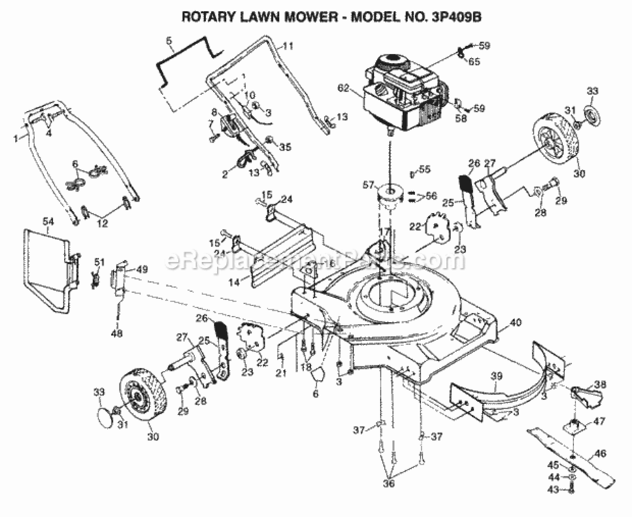 Page B Diagram and Parts List for 3P409B 1996 Husqvarna Lawn Mower