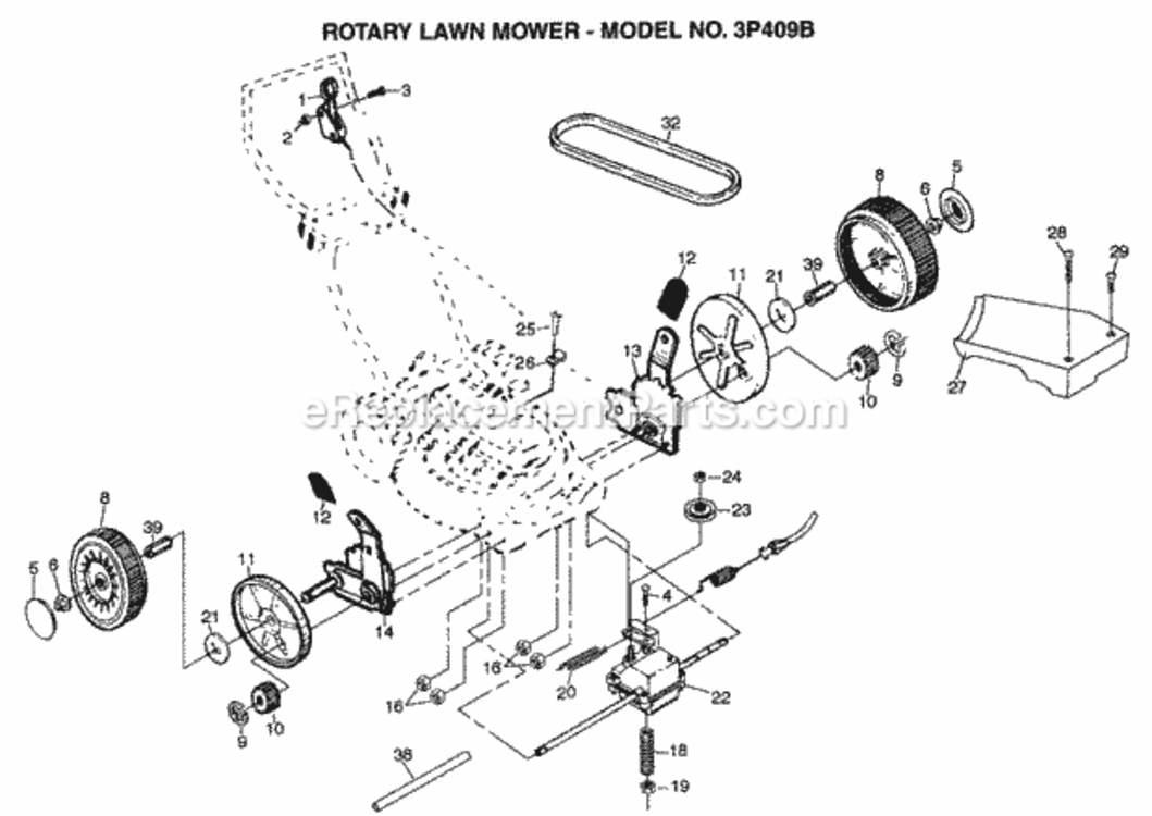 Page C Diagram and Parts List for 3P409B 1996 Husqvarna Lawn Mower