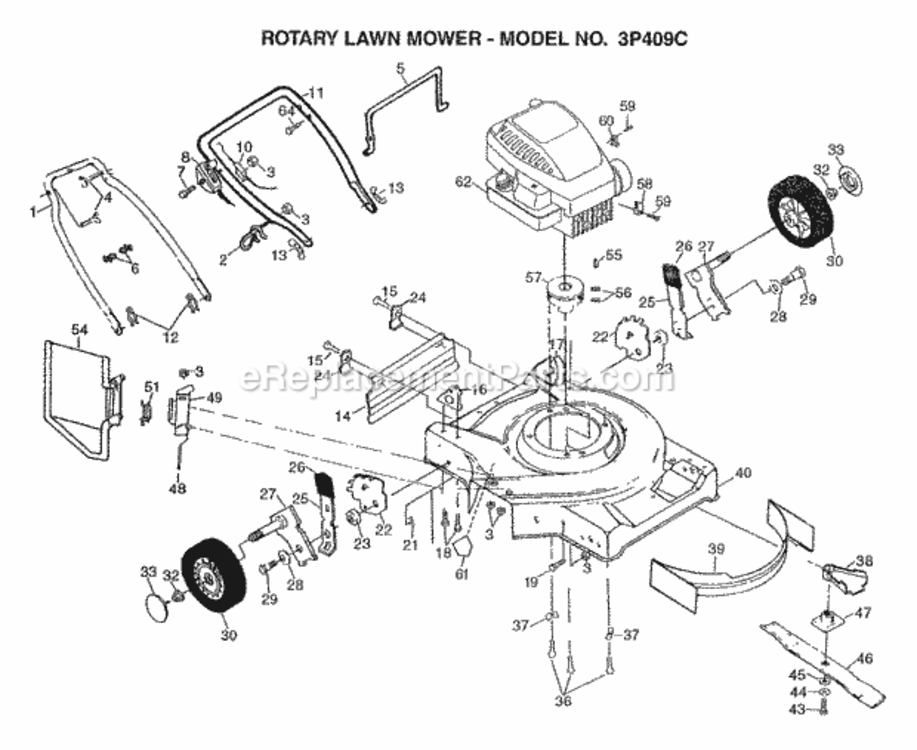 Page B Diagram and Parts List for 3P409C 1997 Husqvarna Lawn Mower