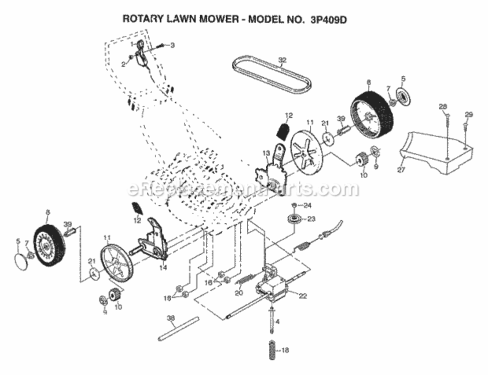 Page C Diagram and Parts List for 3P409D 1998 Husqvarna Lawn Mower