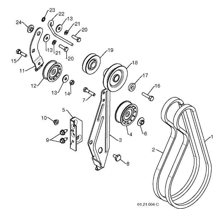 Chassis, Engine And Pulleys 1 Diagram and Parts List for 14527E (96193007500)(2011-06) Husqvarna Snow Blower