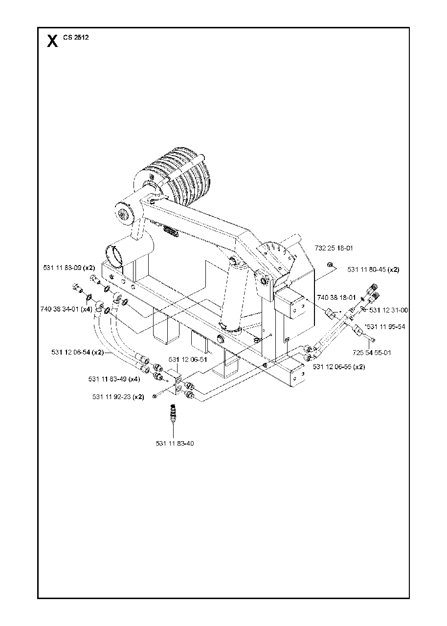 Hydraulic Block Diagram and Parts List for CS2512 (1301 & Above)(2013-04) Husqvarna Circular Saw