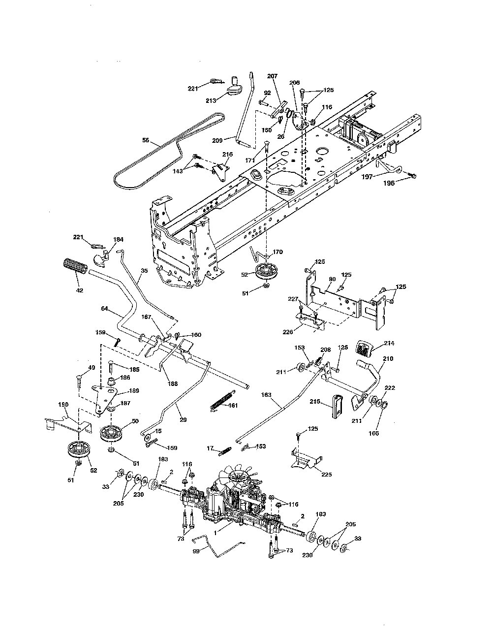 Drive Diagram and Parts List for YTH2348-917240442  Husqvarna Lawn Tractor