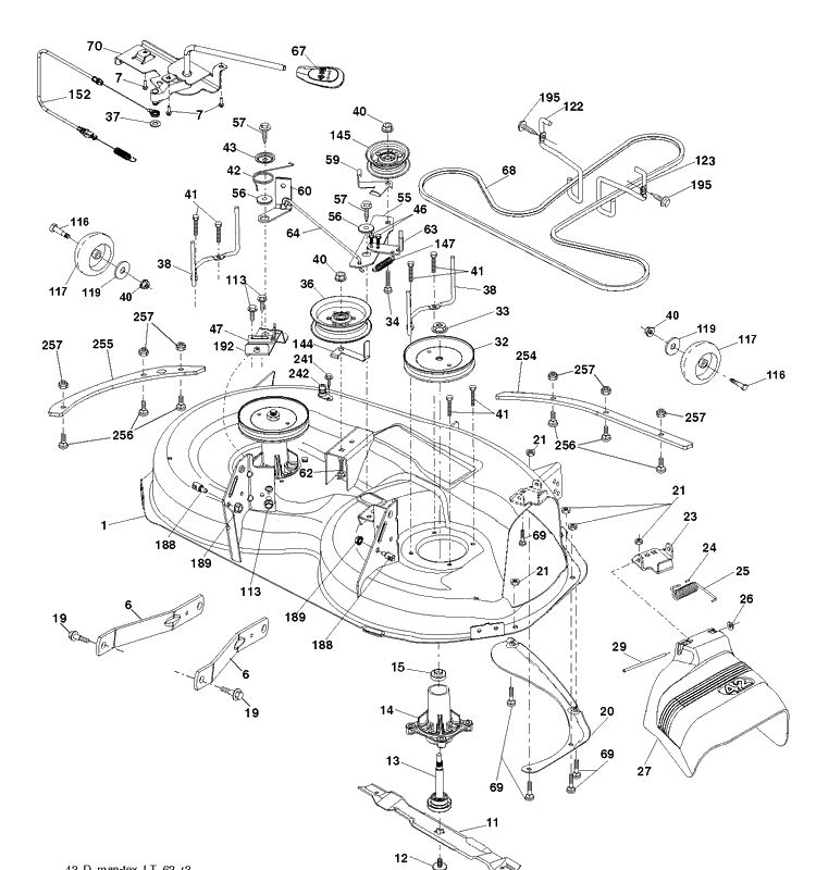 Mower Deck / Cutting Deck Diagram and Parts List for YTH20V42 (96043029900)(2018-10) Husqvarna Lawn Tractor