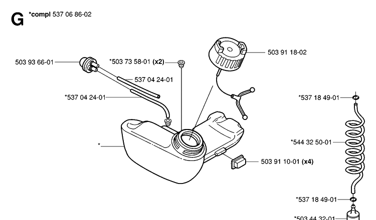 Fuel Tank 3 Diagram and Parts List for 326P 20062800001-20081199999 Husqvarna Pole Saw