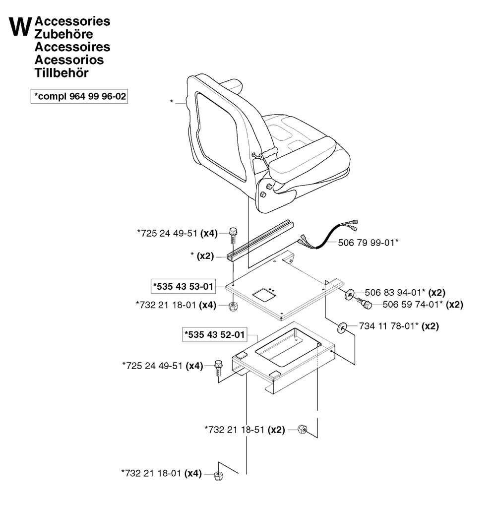 Accessories 2 Diagram and Parts List for PF21 2002-03 Husqvarna Lawn Tractor