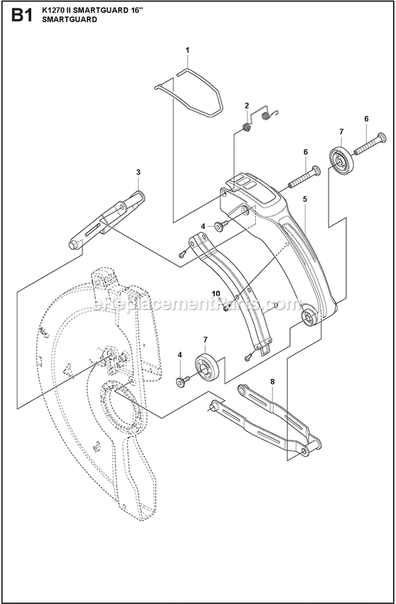 Guard A Diagram and Parts List for K1270II  Husqvarna Concrete Saw