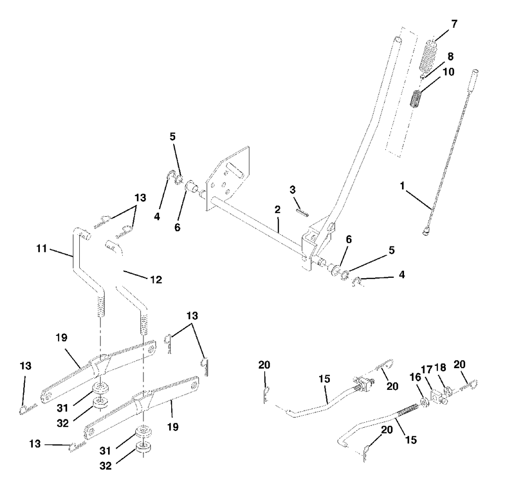 Mower Lift Diagram and Parts List for LT120 (954140047-A)(1998-01) Husqvarna Lawn Tractor