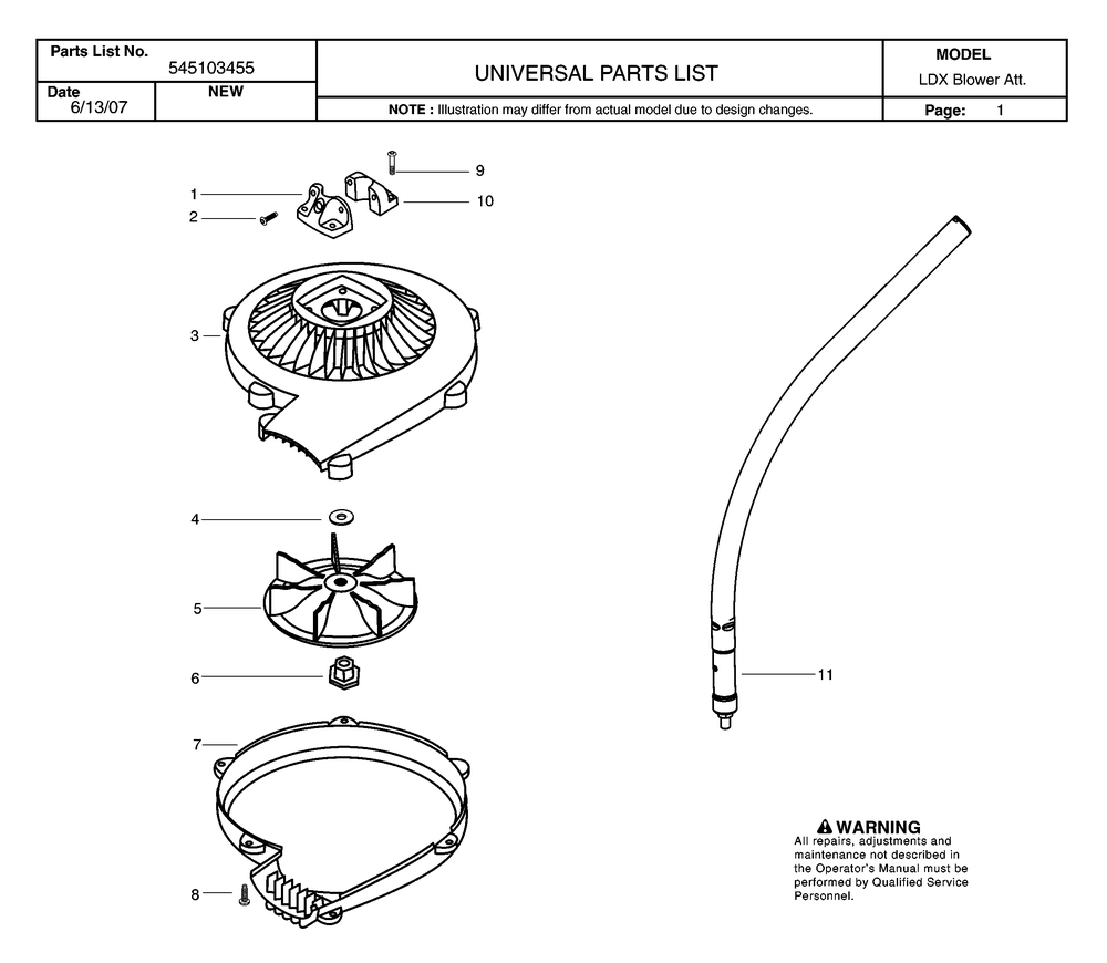 Attachments Diagram and Parts List for BLOWERATTACHMENT 2007-07 Husqvarna Leaf Blower / Vacuum