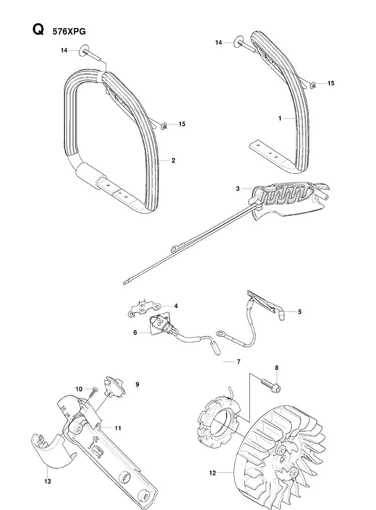 Handles Heated Diagram and Parts List for 576XP-576XPEPA 20083100001-20100100000 Husqvarna Chainsaw