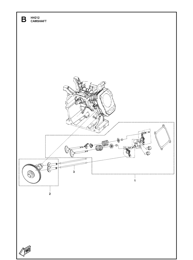 Camshaft And Valve Diagram and Parts List for 596210001 2020-05 Husqvarna Engine