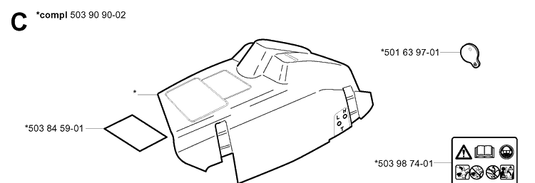 Cover Diagram and Parts List for 346XP 20032200001-20041000000 Husqvarna Chainsaw