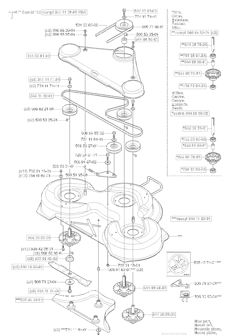 Mower Deck(41-Inch) Diagram and Parts List for RIDER155 2006-01 Husqvarna Lawn Tractor