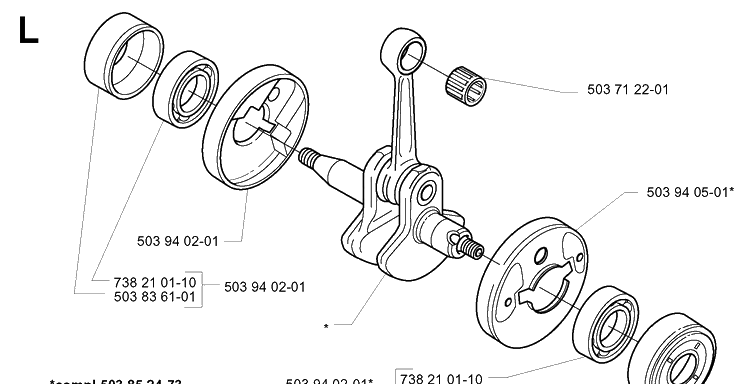 Crankshaft Diagram and Parts List for 322L 20000100001-20020100000 Husqvarna Edger