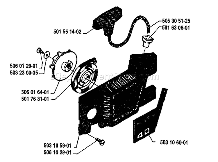 Page K Diagram and Parts List for 40 1984-12 Husqvarna Chainsaw