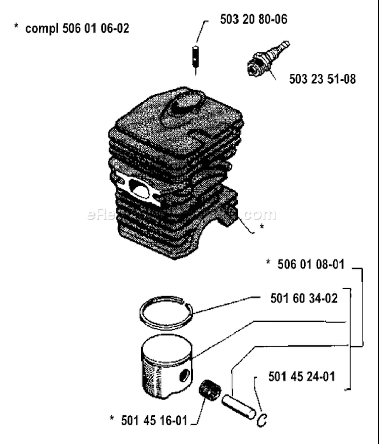 Page J Diagram and Parts List for 40 1985-05 Husqvarna Chainsaw