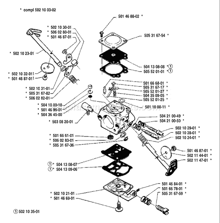 Page B Diagram and Parts List for 40 1985-05 Husqvarna Chainsaw