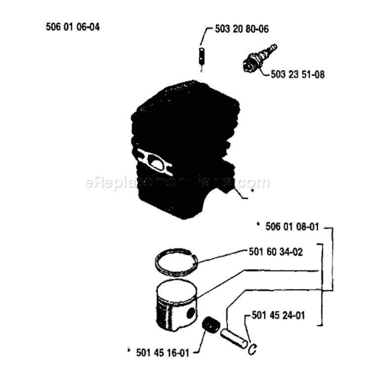 Page J Diagram and Parts List for 40 1986-01 Husqvarna Chainsaw