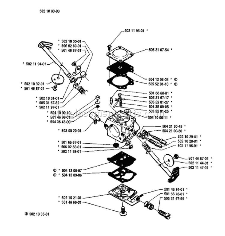 Page B Diagram and Parts List for 40 1986-01 Husqvarna Chainsaw