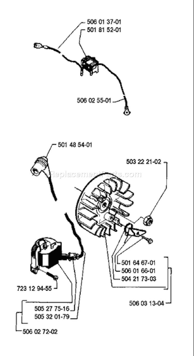 Page H Diagram and Parts List for 40 1986-01 Husqvarna Chainsaw