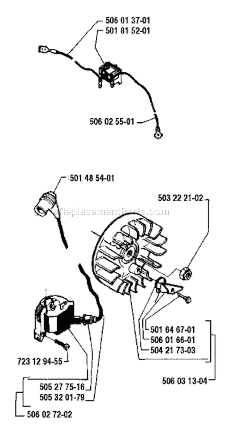 Page F Diagram and Parts List for 40 1986-12 Husqvarna Chainsaw