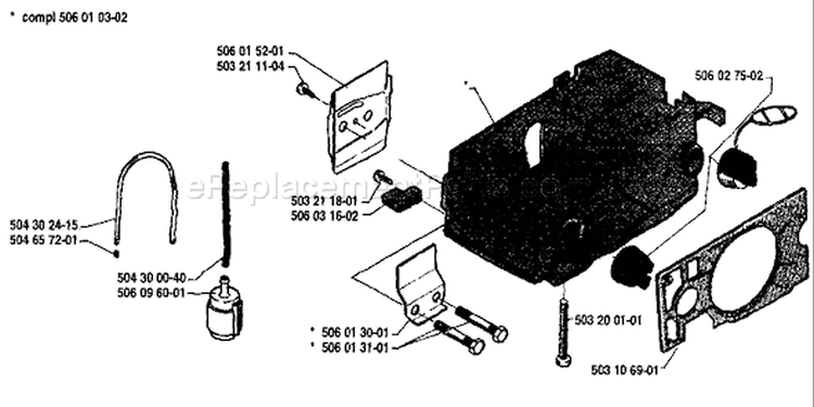 Page D Diagram and Parts List for 40 1987-01 Husqvarna Chainsaw