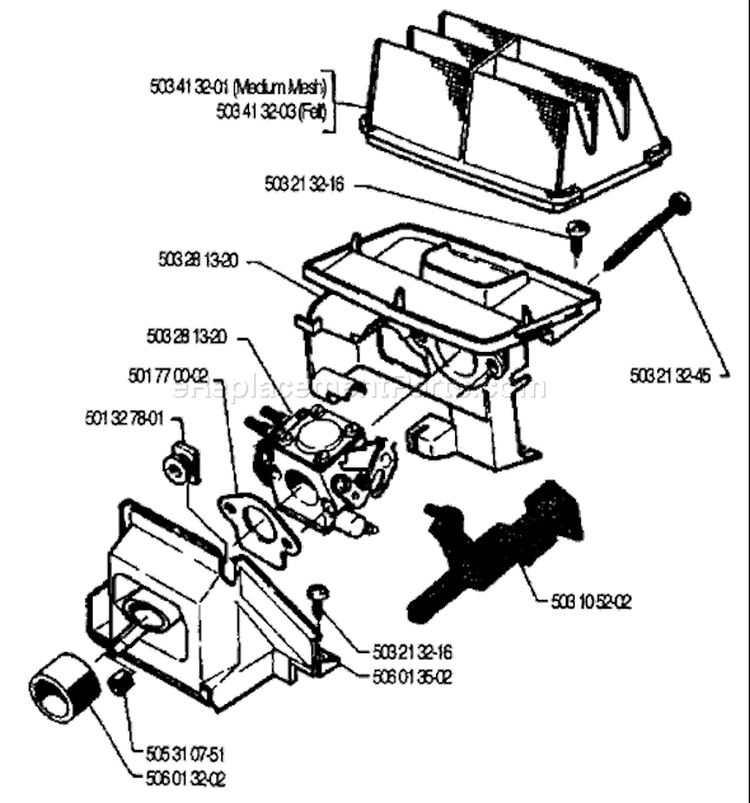 Page A Diagram and Parts List for 40 1990-06 Husqvarna Chainsaw
