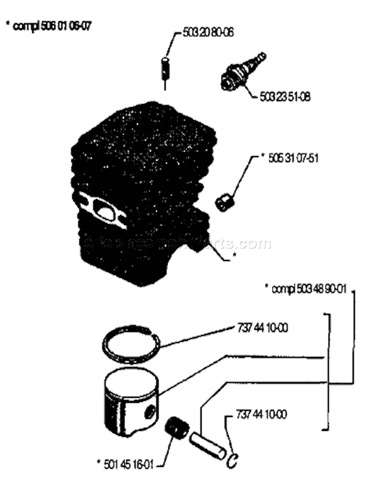 Page J Diagram and Parts List for 40 1990-06 Husqvarna Chainsaw