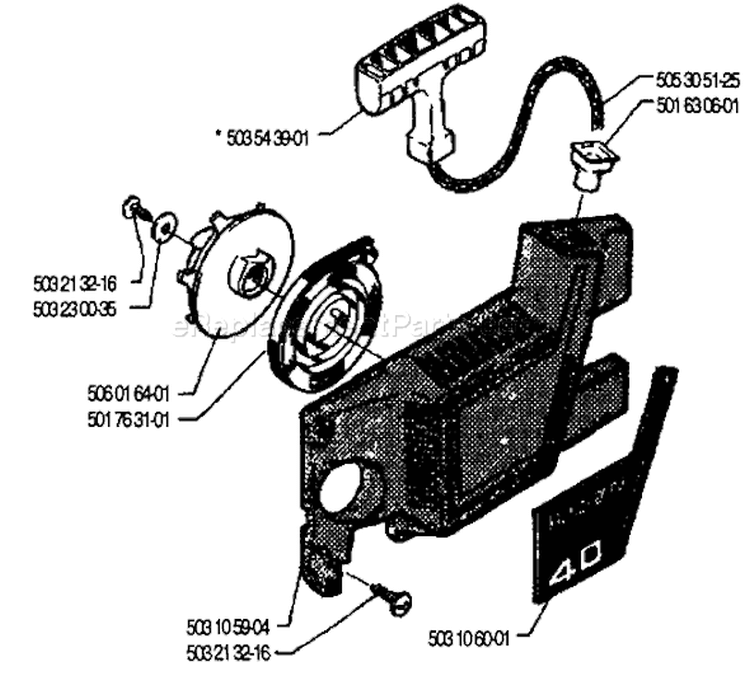 Page L Diagram and Parts List for 40 1990-06 Husqvarna Chainsaw