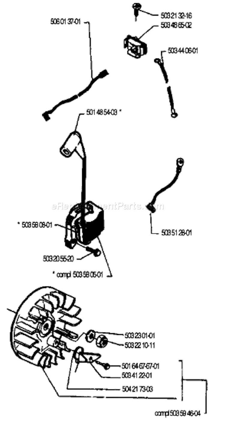 Page G Diagram and Parts List for 40 1990-06 Husqvarna Chainsaw