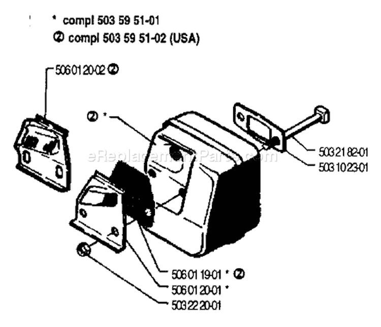 Page H Diagram and Parts List for 40 1990-06 Husqvarna Chainsaw