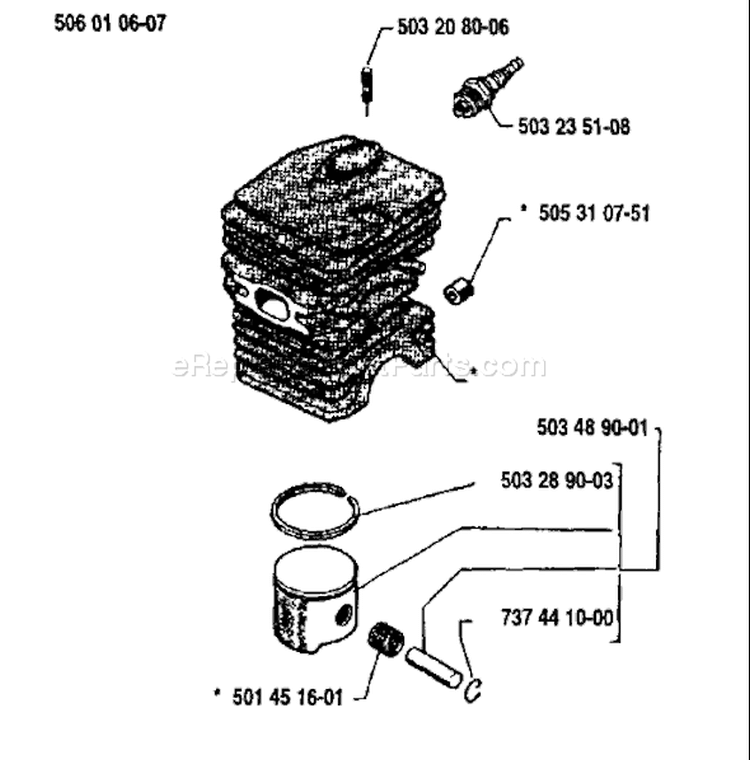 Page J Diagram and Parts List for 40 1991-06 Husqvarna Chainsaw
