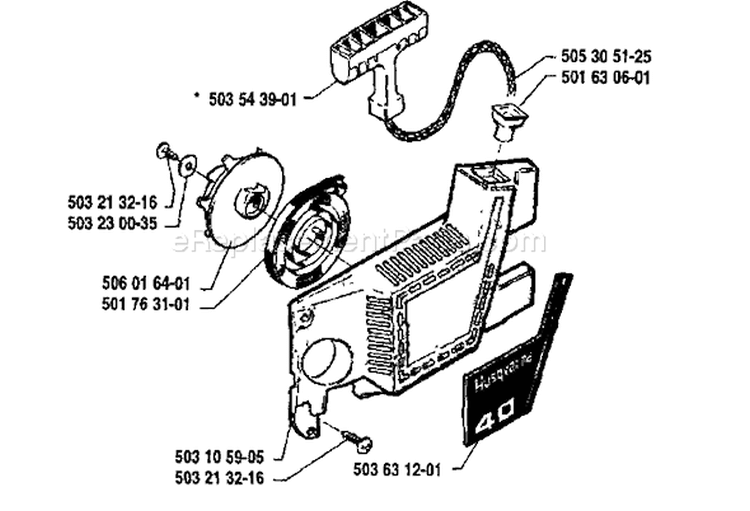 Page L Diagram and Parts List for 40 1991-06 Husqvarna Chainsaw
