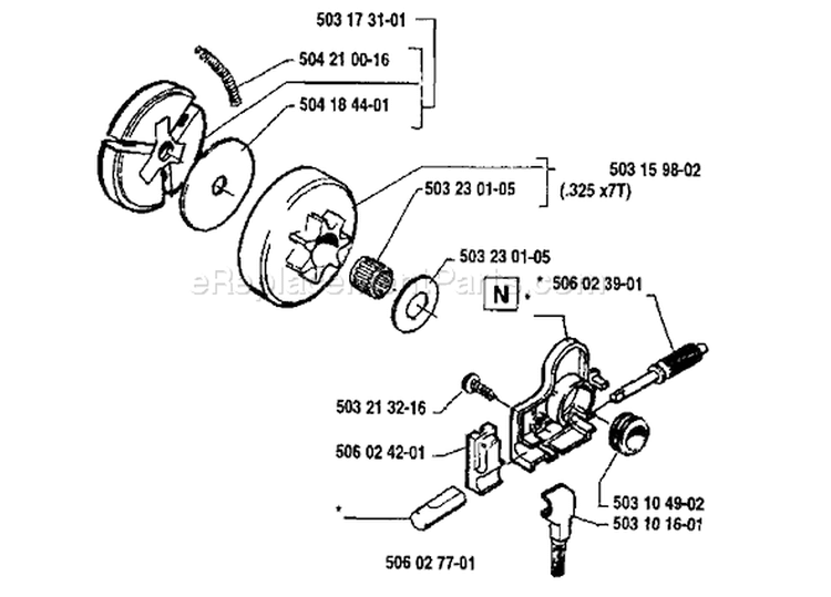 Page D Diagram and Parts List for 40 1991-06 Husqvarna Chainsaw