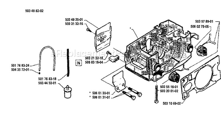 Page E Diagram and Parts List for 40 1991-06 Husqvarna Chainsaw
