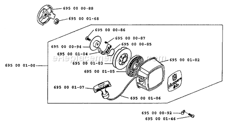 Page L Diagram and Parts List for 40B 40 B 1991-12 Husqvarna Leaf Blower / Vacuum